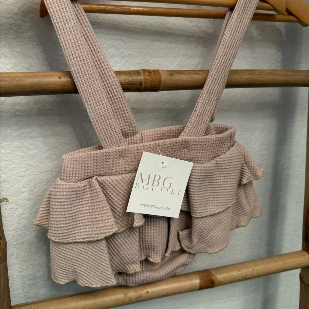 Beige Ruffled Baby Romper - Picture 3 of 5